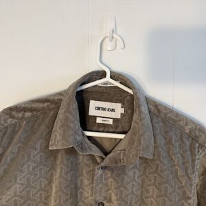 Men’s Button Down Geometric‎ Contiguous Jeans Premium Cotton Slim Fit Size L